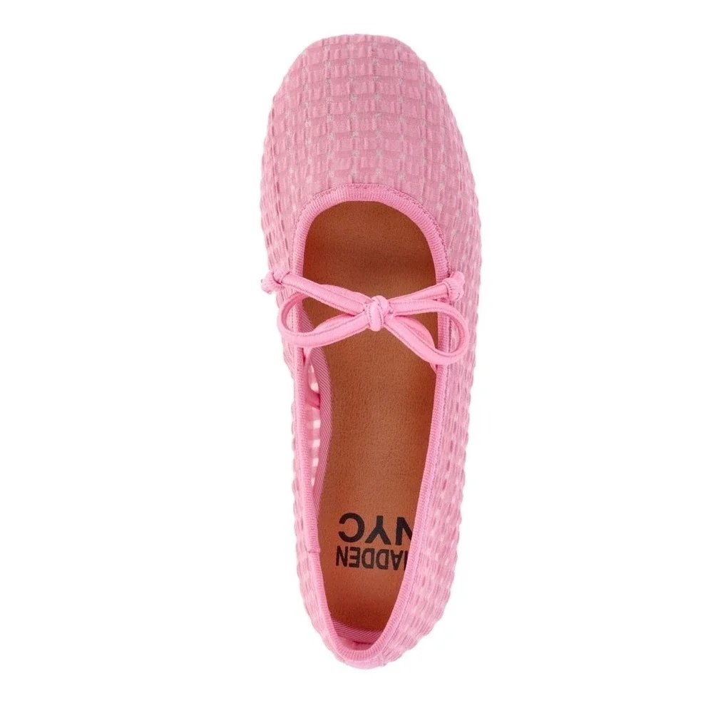 Madden NYC Girls Gingham Mesh Ballet Flats Pink Slip On Shoes Size 3 NEW